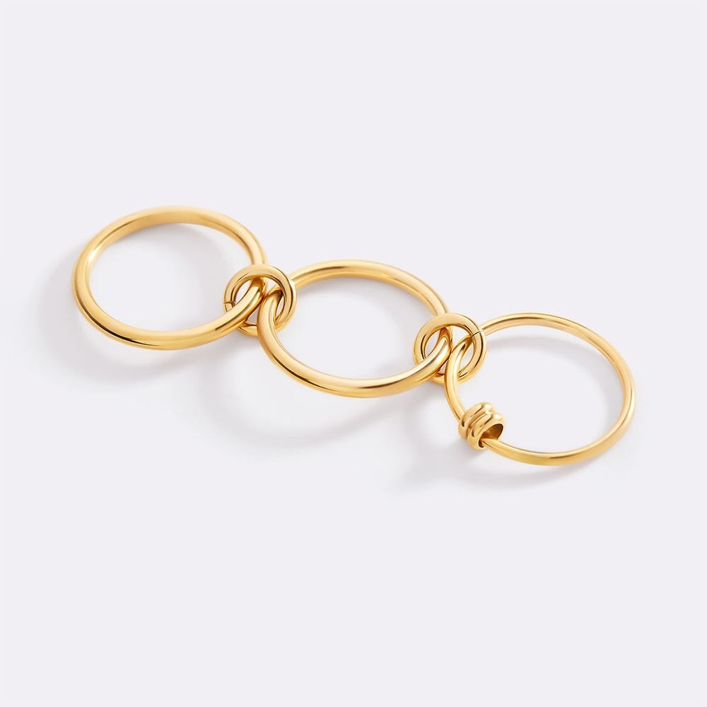 NWT- Mint & Lily Gold Interlocking Multi Band Stackable Statement Ring Size 9 - Picture 4 of 4